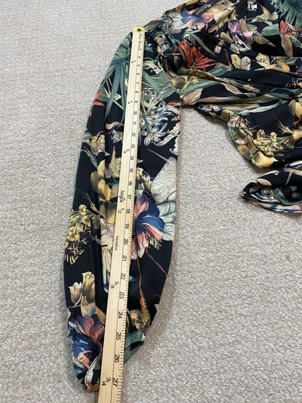 Miss Avenue Black Floral Long Sleeve Midi Shirt Dress Size M - Picture 13 of 16